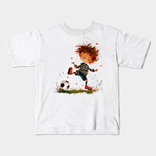 Little Boy Playing Soccer Kids T-Shirt